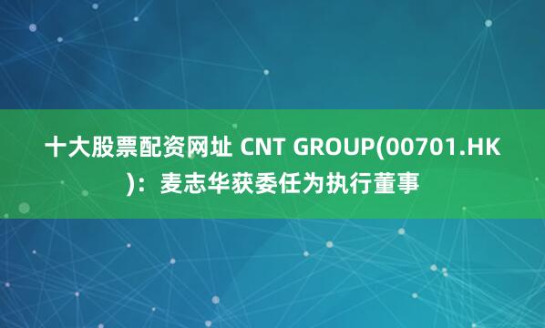 十大股票配资网址 CNT GROUP(00701.HK)：麦志华获委任为执行董事